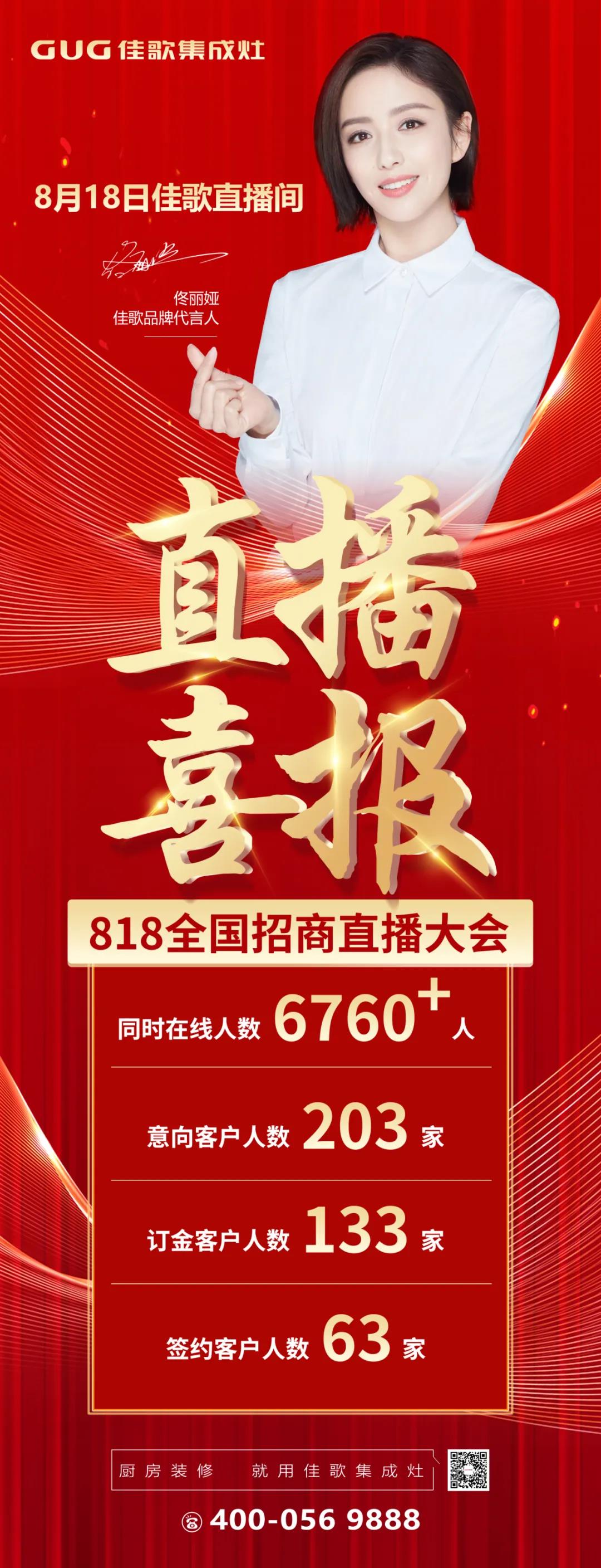 狂攬63家新商！“星耀佳歌·一路佟行——佳歌集成灶線上直播財富峰會”完美收官！